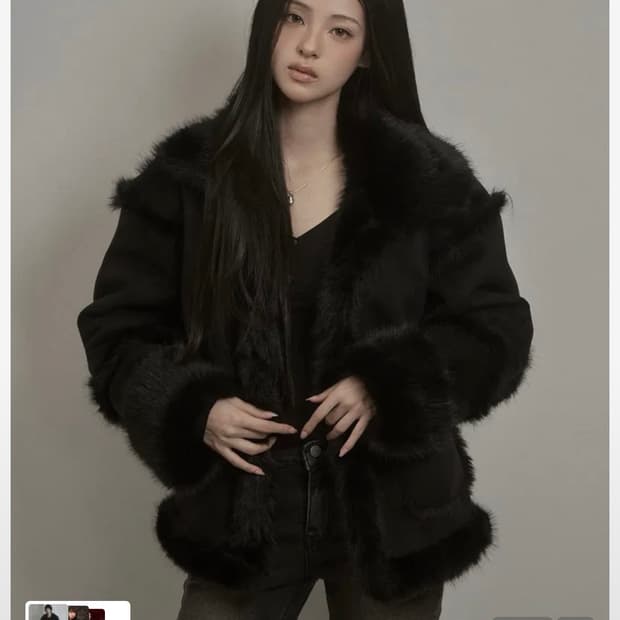 카키포인트 퍼 쉬어링 무스탕