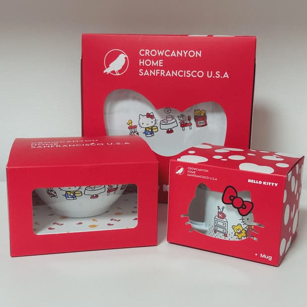 [미개봉] 크로우캐년 헬로키티 콜라보 머그 요거트보울 플레이트