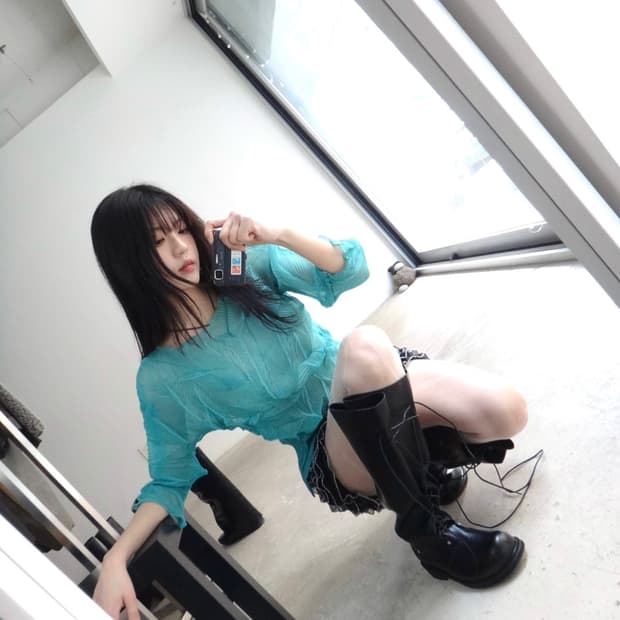 PLEATSME textured top / mint