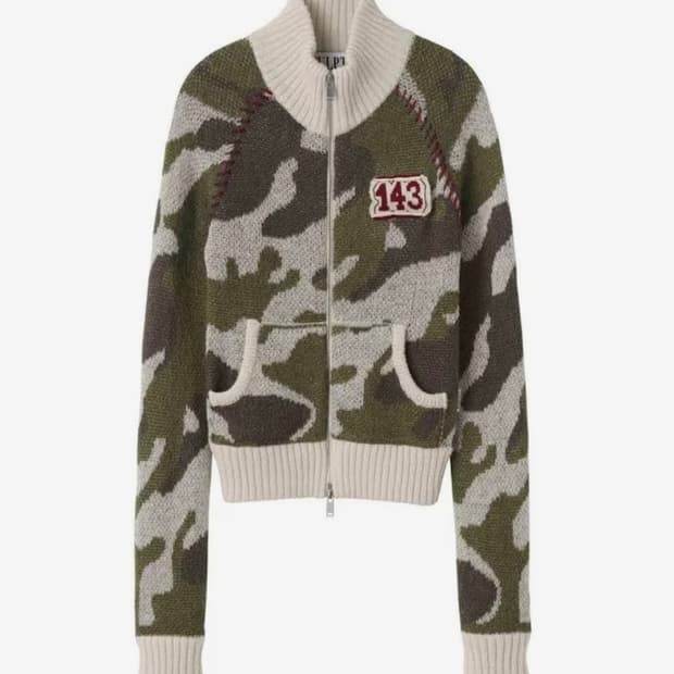 Camouflage Mohair Raglan Zip-Up Forest