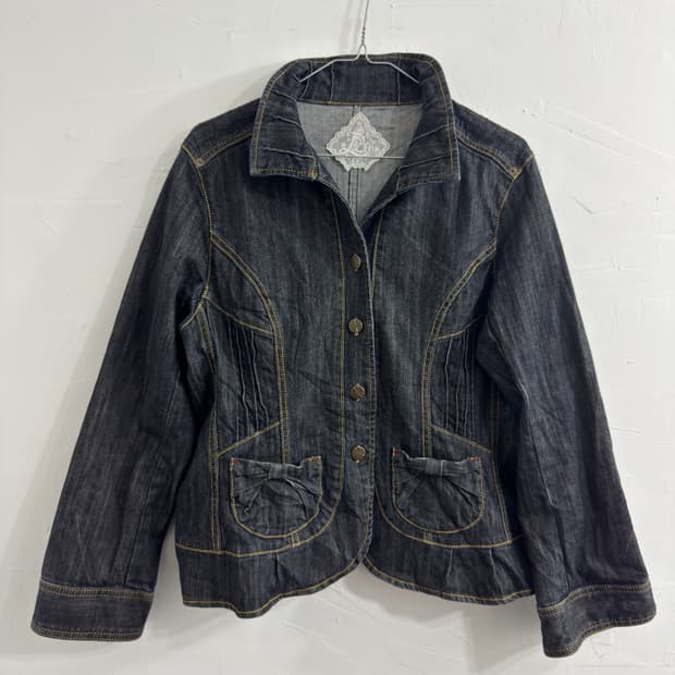 lapine blanche denim ribbon pocket jacke