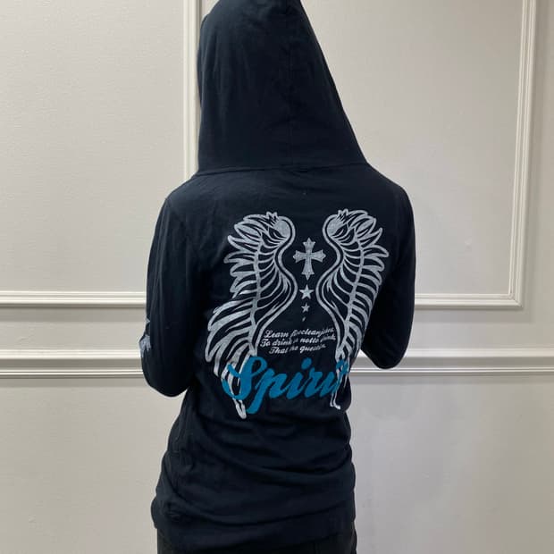 [ROA] Wings&Cross Print Hoodie Sleeve