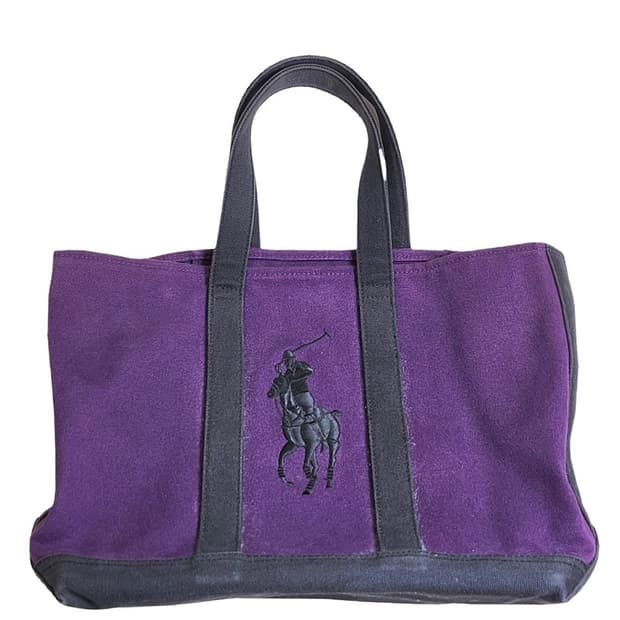 RALPH LAUREN 빅포니 코튼 토트백