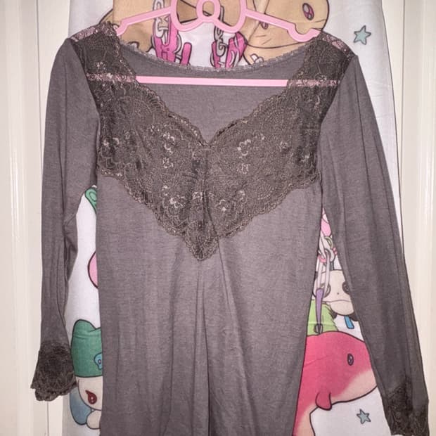 빈티지 갸루 그런지 페어리 시스루 긴팔 티셔츠 