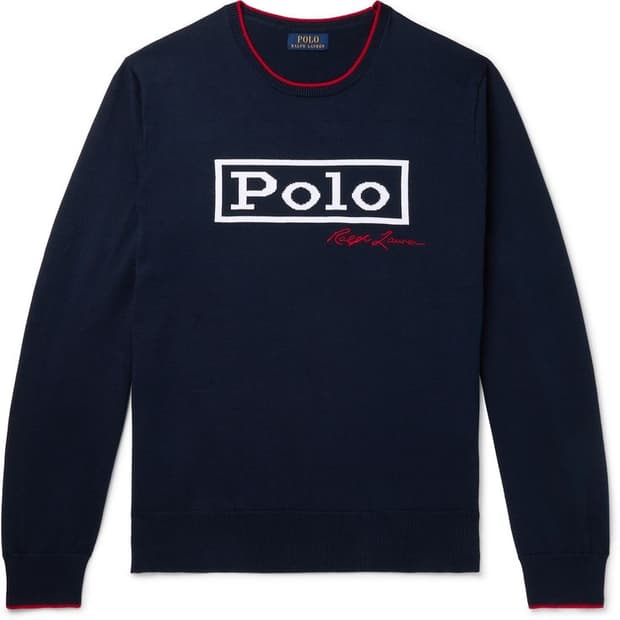 [새상품/L]폴로 로고 코튼 크루넥 니트