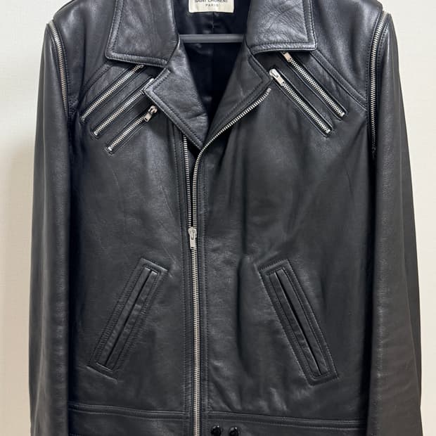 생로랑 15aw 5지퍼 램스킨 레더자켓 46