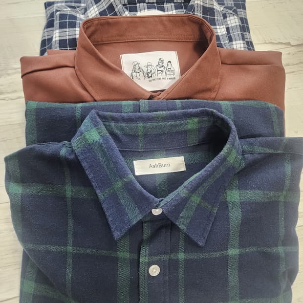 애쉬번 체크 남방 외 남성 셔츠 3벌 일괄. XL(105)사이즈 브라운