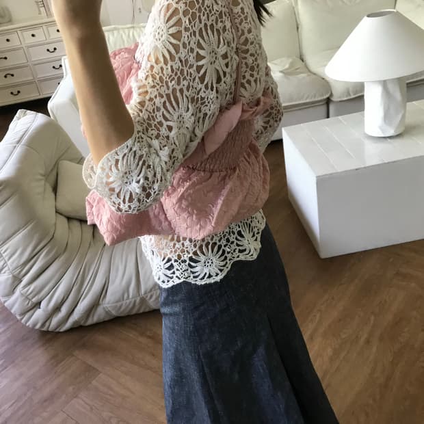 vintage ivory net top