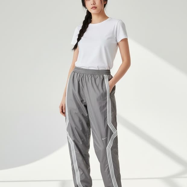 나이키 그레이 삼선 트레이닝 팬츠 M