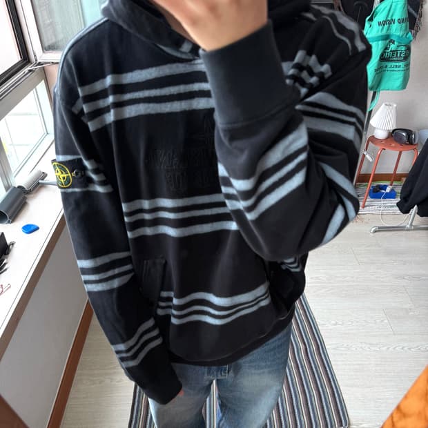 슈프림 x 스톤아일랜드 스트라이프 후드티