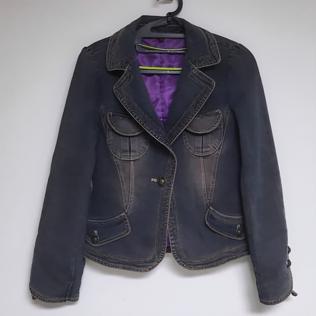 오브제 퍼프 데님 패딩자켓