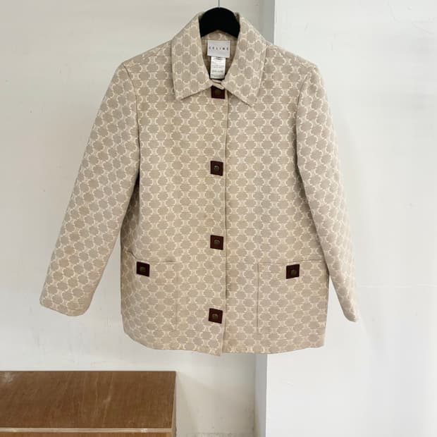 셀린느 베이지 마카담 패턴 자켓