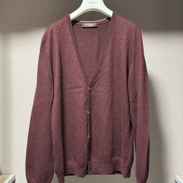 로로피아나 캐시미어 실크 혼방 가디건 버건디 56(100)