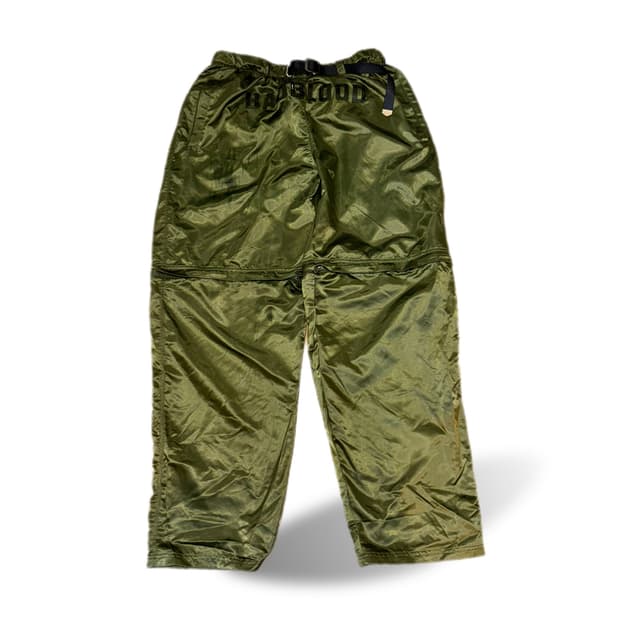 BADBLOOD 레더 로고 나일론 2 way 트랙 팬츠 카키 
