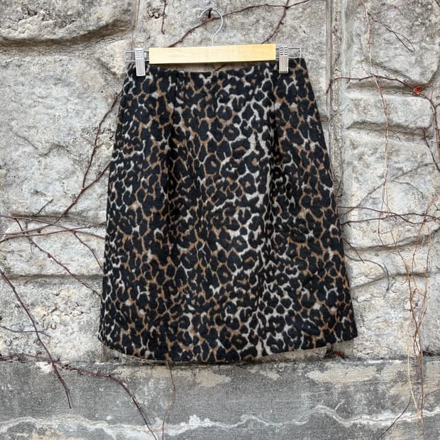 레오파드 호피 패턴 여성 미디스커트 빈티지 치마
