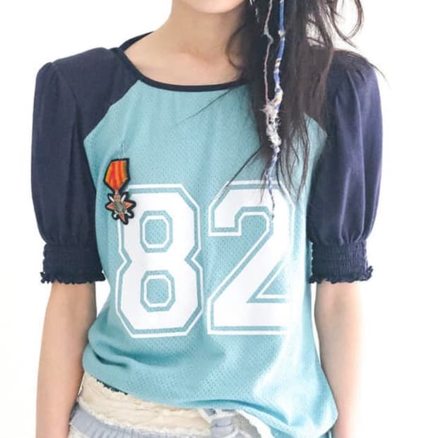 페어리 pad shoulder raglan half top