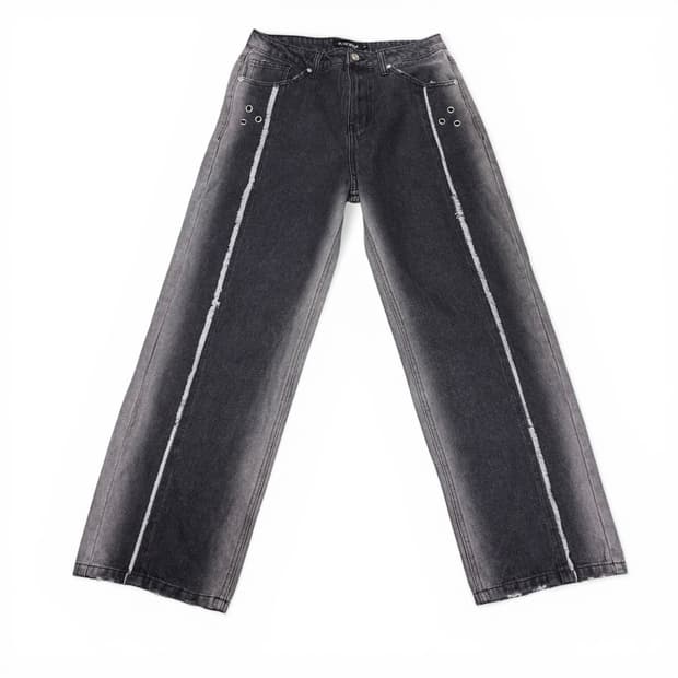 M 플레이버리즘 컷오프 블리치 워시드 데님팬츠