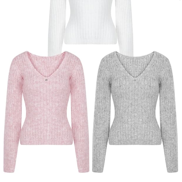 페일제이드 알파카 딥 브이넥 벌룬 니트 아이보리