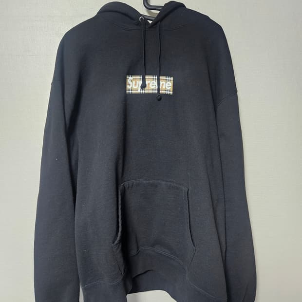 [XL] 슈프림 버버리 박스 로고 후드티 블랙