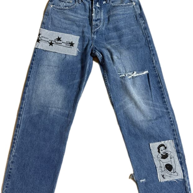 앙팡리쉬데프리메 ERD AW22 배기 패치워크 데님팬츠