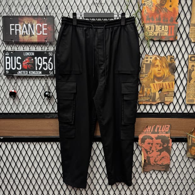 18S/S 준지 울 블렌드 카고 팬츠 블랙