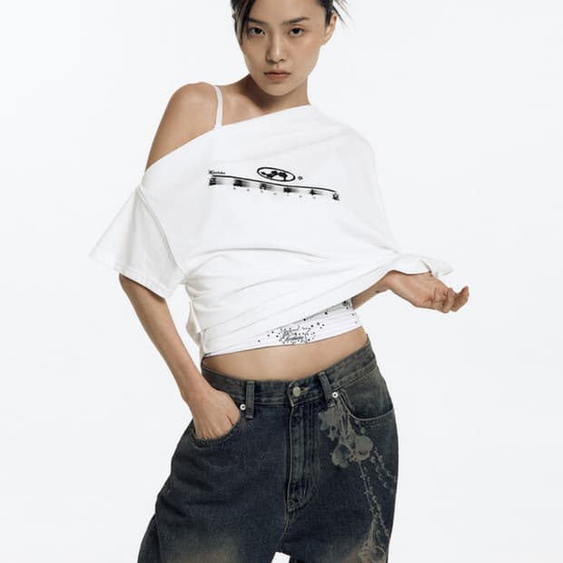 (새상품) 카시코 kashiko 원숄더 탑 반팔 티셔츠