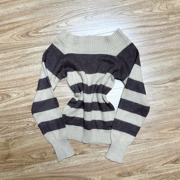 빈티지 세실맥비 브라운 라떼 오프숄더 니트 오네갸루 공겜여주 로걀 긱시크