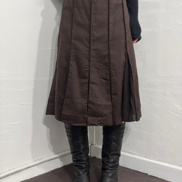 brown design midi skirt