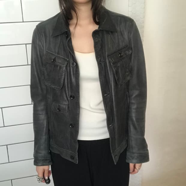 나노 유니버스 레더 자켓