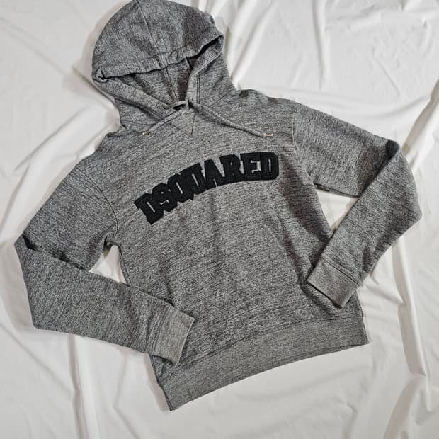 [M] 디스퀘어드 슬림핏 로고 후드티 그레이