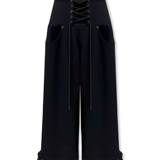 공일공사 와이드 레이스업 스웻 팬츠 (블랙)