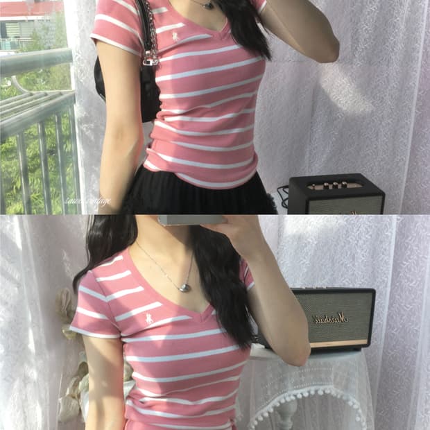 Polo baby pink stripe tee