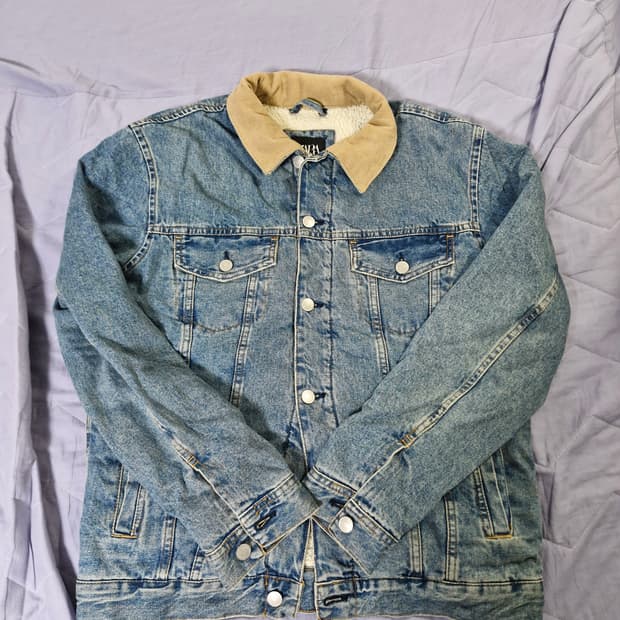 Zara 데님 트러커 셰르파 자켓 L