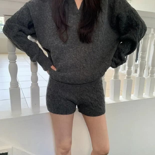 [새상품] 프롬비기닝 니트 상하의 세트 그레이