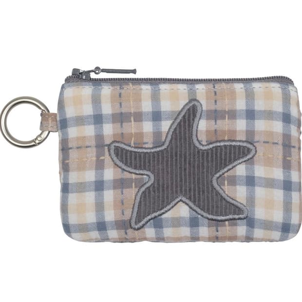 더콜디스트모먼트 스타 피쉬 패치 체크 파우치 카드 지갑