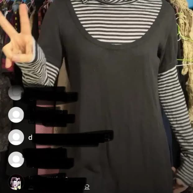빈티지 펑크 갸루 스트라이프 레이어드 원피스