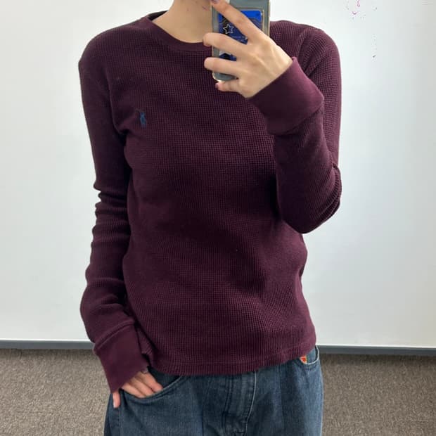 폴로 랄프로렌 버건디 와플니트 여성 M