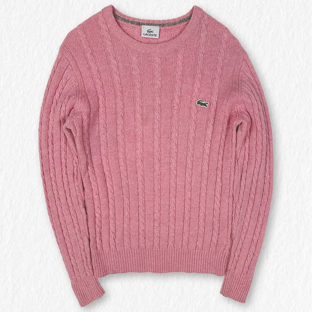 라코스테 핑크 케이블 니트
