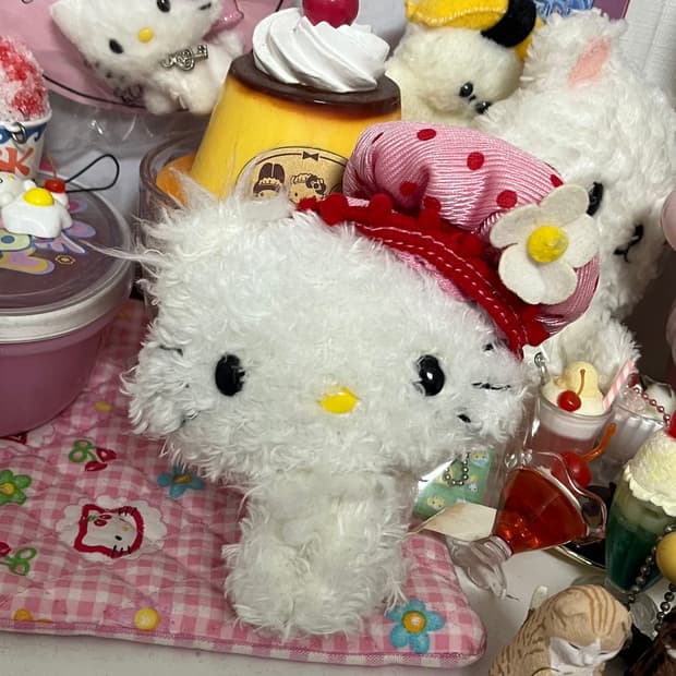 딸기잼 마스코트 챠미키티 인형 키링 고전 챠미 산리오 스트랩 갸루