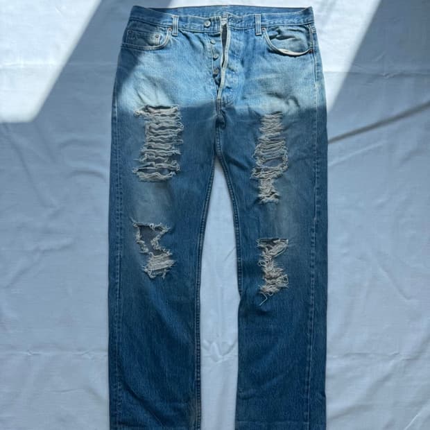 80's 리바이스 501디스트로이드 데님팬츠 36X32
