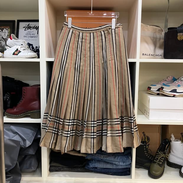 버버리 체크 플리츠 스커트 