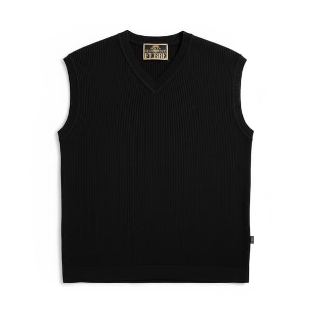 GOLF GIANFRANCO FERRE 블랙 V넥 니트 베스트 52 L