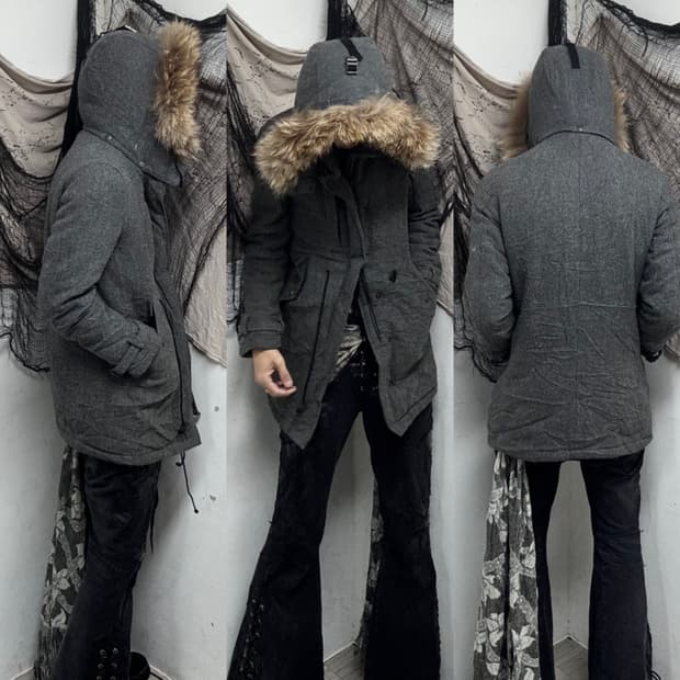 Y2K Grey Fur Parka