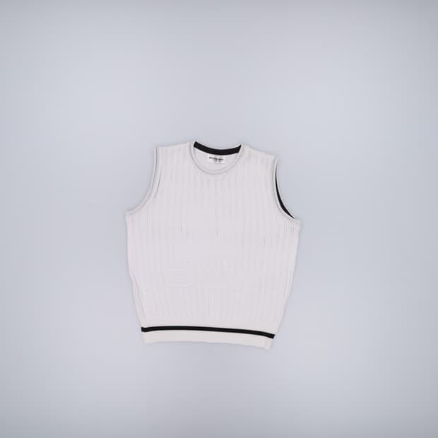 실측확인 블랙앤화이트 니트 조끼 0623H