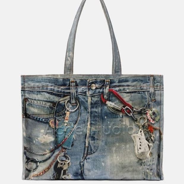 아크네 스튜디오 트롱프뢰유 데님 토트백