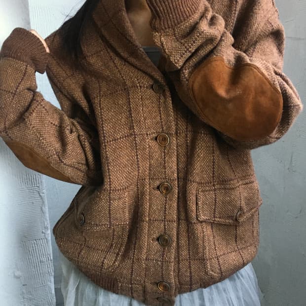 폴로랄프로렌 헤비 울 브라운 체크 가디건 자켓