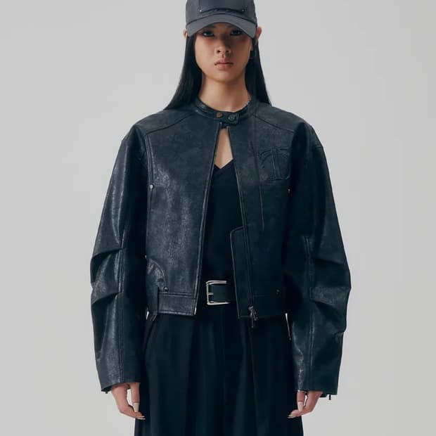 구매글) 트리밍버드  Moto Cropped Leather Jacket 