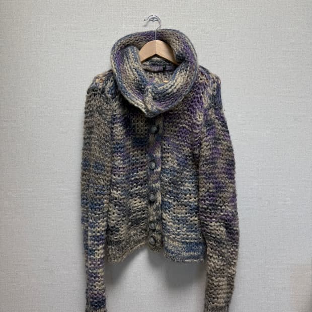 Vintage / 파스텔 폴라 니트 가디건 