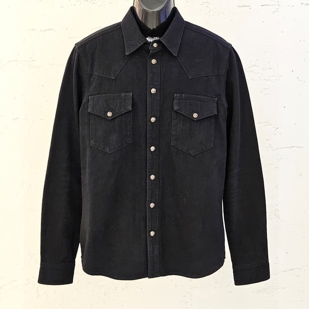 [M] 크롬하츠 레더패치 웨스턴 데님셔츠 자켓 블랙 B1213C176