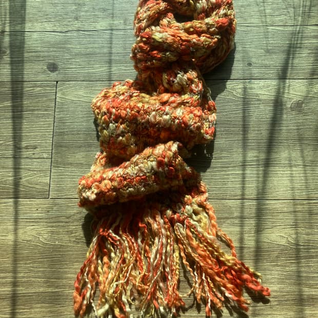 하구미룩 모리걸 오렌지 감귤 뜨개 짜임 머플러 목도리 